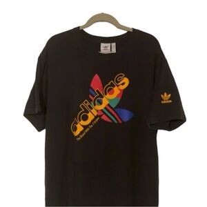 NWT. Adidas Black Tee with Vibrant Logo
